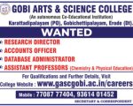 Gobi Arts & Science College, Erode – Faculty Recruitment 2026
