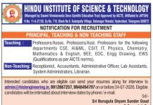 Hindu Institute of Science & Technology, Hyderabad – Faculty Recruitment 2026 Hindu Institute of Science & Technology, Hyderabad – Faculty Recruitment 2026