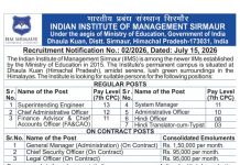 IIM Sirmaur Recruitment 2026 – Apply for Non-Teaching Jobs, Sirmaur IIM Sirmaur Recruitment 2026 – Apply for Non-Teaching Jobs, Sirmaur