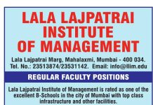 Assistant Professor Recruitment at Lala Lajpatrai Institute of Management, Mumbai 2026 Assistant Professor Recruitment at Lala Lajpatrai Institute of Management, Mumbai 2026