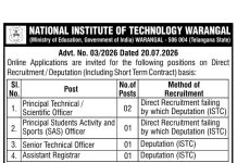 NIT Warangal Recruitment 2026: Apply Online for Principal Scientific/Technical Officer and Other Posts NIT Warangal Recruitment 2026: Apply Online for Principal Scientific/Technical Officer and Other Posts