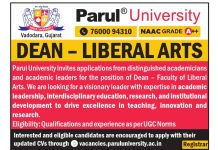 Dean – Liberal Arts Recruitment at Parul University, Vadodara