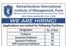 Faculty Recruitment at Ramachandran International Institute of Management, Pune Faculty Recruitment at Ramachandran International Institute of Management, Pune
