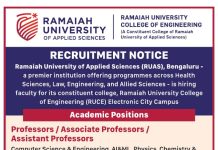Ramaiah University College of Engineering Recruitment 2026 – Faculty Recruitment, Bengaluru Ramaiah University College of Engineering Recruitment 2026 – Faculty Recruitment, Bengaluru