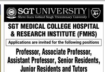 SGT University, Gurugram Faculty Recruitment 2026 – Professor, Associate Professor and Assistant Professor Vacancy