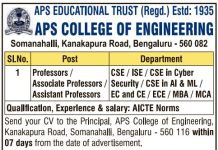 Faculty Recruitment at APS College of Engineering, Bengaluru