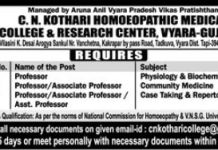 Faculty Recruitment at C. N. Kothari Homoeopathic Medical College, Vyara