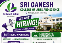 Sri Ganesh College of Arts and Science Salem Recruitment 2026: Assistant Professor & Lab Assistant Posts
