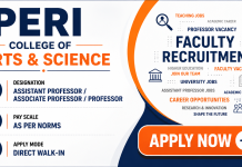 Faculty Recruitment at PERI College of Arts & Science, Chennai