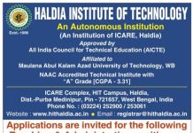 Faculty Recruitment at Haldia Institute of Technology, Purba Medinipur — Applications Invited for Multiple Teaching and Administrative Posts