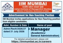 IIM Mumbai Manager Recruitment 2026 IIM Mumbai Manager Recruitment 2026