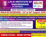 Faculty Vacancy at J.N.N Institute of Engineering, Chennai (Walk-in)