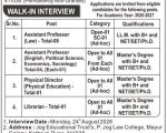 Academic Recruitment at P. Jog Law College, Pune