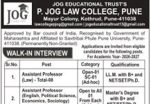 Academic Recruitment at P. Jog Law College, Pune