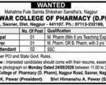 K. D. Pawar College of Pharmacy, Nagpur wanted Teaching Faculty