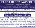K V Ranga Reddy Law College, Hyderabad Wanted Associate Professor