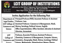 LCIT Group of Institutions Bilaspur Faculty Vacancy 2026 LCIT Group of Institutions Bilaspur Faculty Vacancy 2026