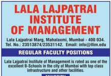 Lala Lajpatrai Institute of Management, Mumbai Wanted Assistant Professor