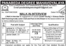 Teaching Vacancies at Panabeda Degree Mahavidyalaya, Nabarangpur