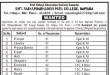 Faculty Vacancy for Smt. Ratnaprabhadevi Patil College, Pune