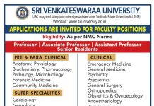 Sri Venkateswaraa University, Chennai & Thoothukudi Academic Jobs Sri Venkateswaraa University, Chennai & Thoothukudi Academic Jobs