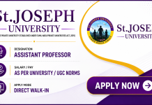 Faculty Recruitment at St. Joseph University, Tindivanam