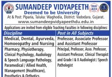 Sumandeep Vidyapeeth, Vadodara Campus Recruitment 2026 Sumandeep Vidyapeeth, Vadodara Campus Recruitment 2026