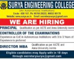 Faculty Recruitment at Surya Engineering College, Erode