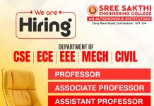 Faculty Recruitment at Sree Sakthi Engineering College, Coimbatore Faculty Recruitment at Sree Sakthi Engineering College, Coimbatore