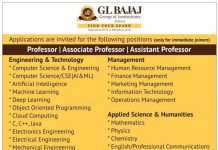 Faculty Recruitment in GL Bajaj Group of Institutions, Mathura
