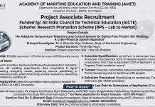 Project Associate Recruitment at AMET University, Chennai