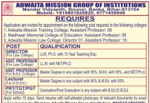 Faculty Recruitment at Adwaita Mission Group of Institutions, Banka