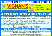 Job Vacancies 2026 at Vignan’s Foundation for Science, Technology & Research, Guntur