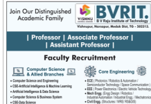B V Raju Institute of Technology, Narsapur Wanted Professor/Associate Professor/Assistant Professor