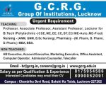 G.C.R.G Group of Institutions, Lucknow Wanted Teaching and Non-Teaching Faculty