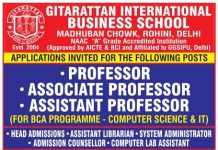 Gitarattan International Business School, Delhi Wanted Teaching Faculty