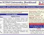 The ICFAI University, Jharkhand Wanted Professor/Associate Professor/Assistant Professor