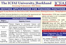 The ICFAI University, Jharkhand Wanted Professor/Associate Professor/Assistant Professor