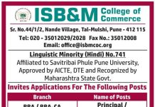 ISB&M College of Commerce, Pune Wanted Principal/ Assistant Professor/ Librarian