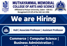 Faculty Recruitment 2026 at Muthayammal Memorial College of Arts and Science, Namakkal