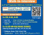Walk-in Interview for Faculty Recruitment at MNR University, Hyderabad (4th and 6th September 2026)