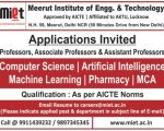 Meerut Institute of Engineering & Technology, Meerut, Wanted Professor, Associate Professor, Assistant Professor