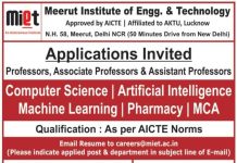 Meerut Institute of Engineering & Technology, Meerut, Wanted Professor, Associate Professor, Assistant Professor