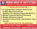 Mewar Group of Institutions, Ghaziabad, Uttar Pradesh wanted Teaching and Non-Teaching Faculty