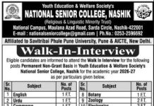 Faculty Recruitment at National Senior College, Nashik