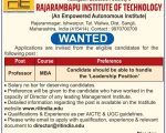 Faculty Recruitment 2026 at Rajarambapu Institute of Technology, Sangli