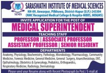Saraswathi Institute of Medical Sciences, Hapur Wanted Teaching and Non-Teaching Faculty