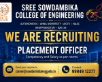 Placement Officer Job 2026: Sree Sowdambika College of Engineering, Aruppukkottai