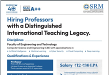 Assistant Professor Recruitment at SRM Institute of Science and Technology, Chengalpattu