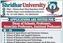 Shridhar University, Pilani – Teaching and Non-Teaching Faculty Recruitment